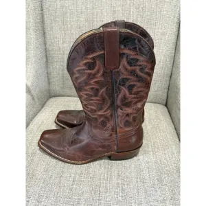 Moonshine Spirit Western Boots Leather Square Toe Brown 9 EE