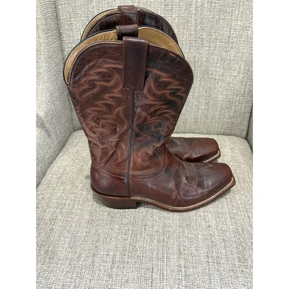 Moonshine Spirit Western Boots Leather Square Toe Brown 9 EE