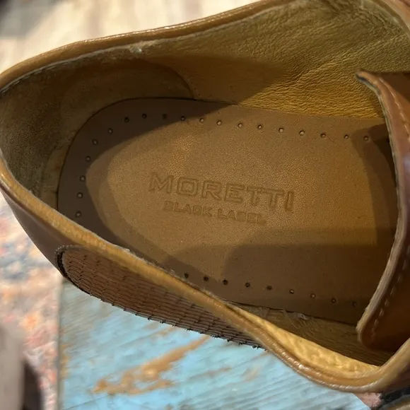 Moretti Black Label Mens Monk Strap Cognac Leather Dress Shoes Size 11