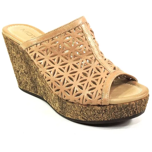 MOT-CLE 🇮🇹 WOMEN'S BROWN SOFT LEATHER COMFORT WEDGE SUMMER MULES