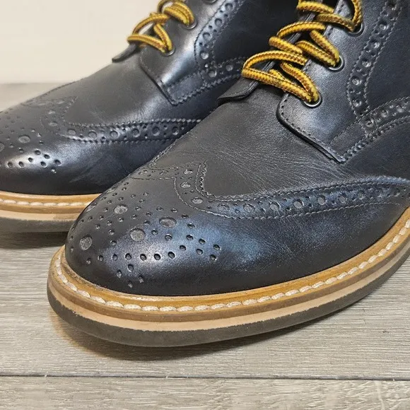 Mr B's Gentlemen Aldo Wingtip Boots Men's 42 R / US 9 Shoes Blue Leather Lace Up