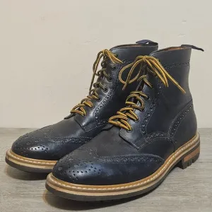 Mr B's Gentlemen Aldo Wingtip Boots Men's 42 R / US 9 Shoes Blue Leather Lace Up