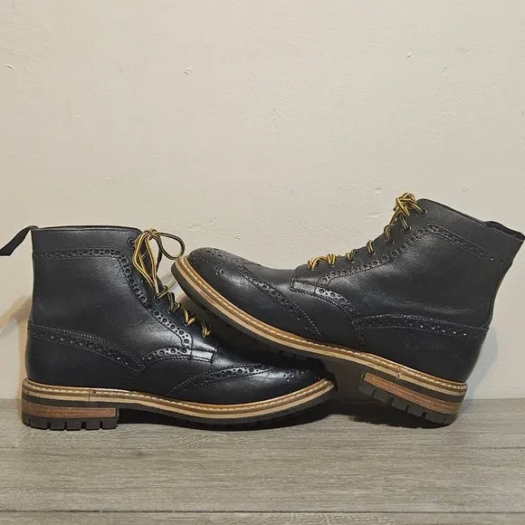 Mr B's Gentlemen Aldo Wingtip Boots Men's 42 R / US 9 Shoes Blue Leather Lace Up