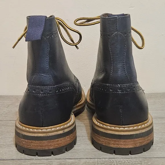 Mr B's Gentlemen Aldo Wingtip Boots Men's 42 R / US 9 Shoes Blue Leather Lace Up