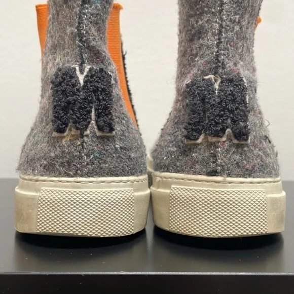 MSGM Wool High Top Sneaker US 7.5 / EUR 38 orange gray ankle boots slip on