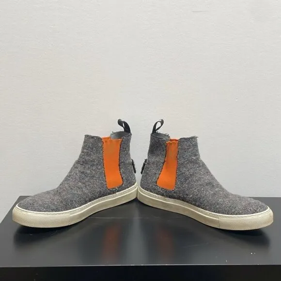 MSGM Wool High Top Sneaker US 7.5 / EUR 38 orange gray ankle boots slip on