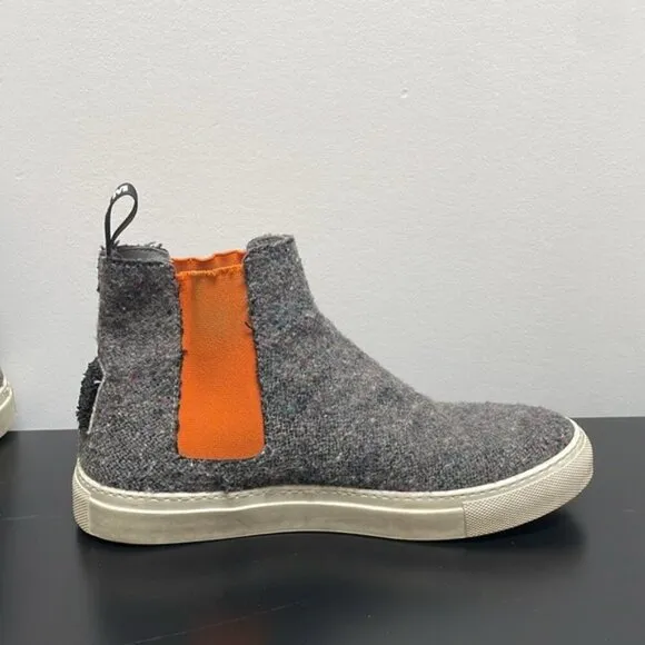 MSGM Wool High Top Sneaker US 7.5 / EUR 38 orange gray ankle boots slip on