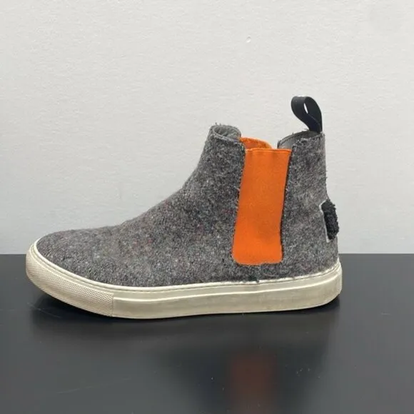 MSGM Wool High Top Sneaker US 7.5 / EUR 38 orange gray ankle boots slip on