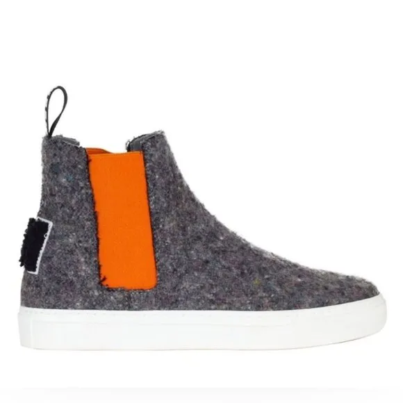 MSGM Wool High Top Sneaker US 7.5 / EUR 38 orange gray ankle boots slip on