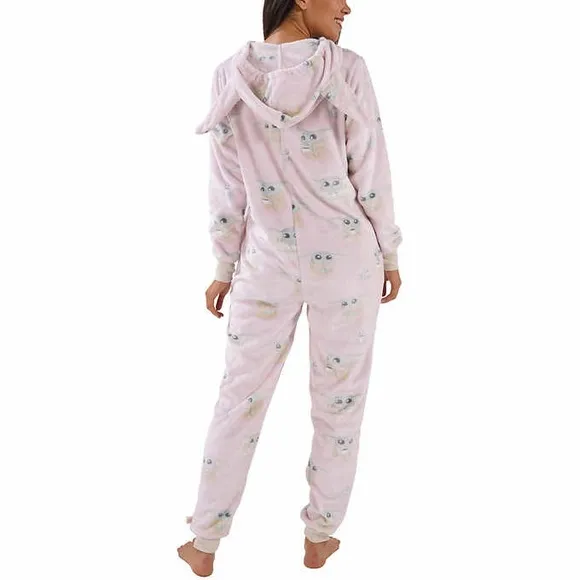 Munki Munki Women’s Plush One-Piece Hooded Pajama