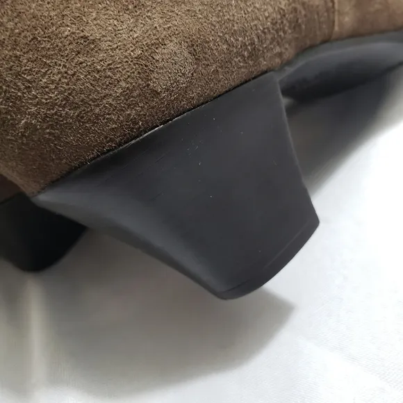 Munro Alfie Brown Suede Ankle Boots Womens Size 7 Ruched Back 2 Inch Heel