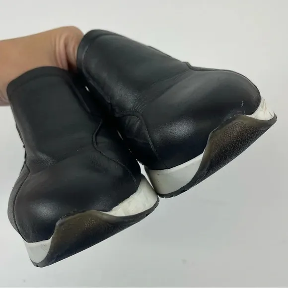 Munro Laurel Leather Sneakers Womens 7.5 M Shoes Black Arch Support Comfort