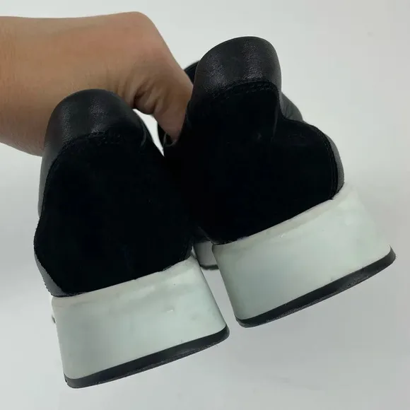 Munro Laurel Leather Sneakers Womens 7.5 M Shoes Black Arch Support Comfort