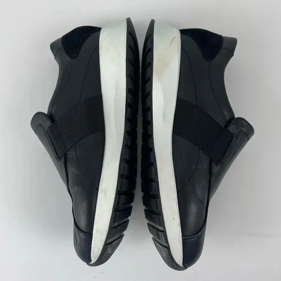 Munro Laurel Leather Sneakers Womens 7.5 M Shoes Black Arch Support Comfort