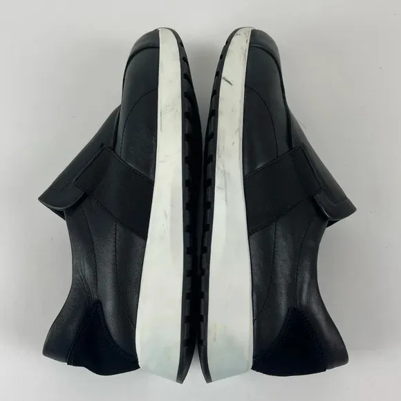 Munro Laurel Leather Sneakers Womens 7.5 M Shoes Black Arch Support Comfort