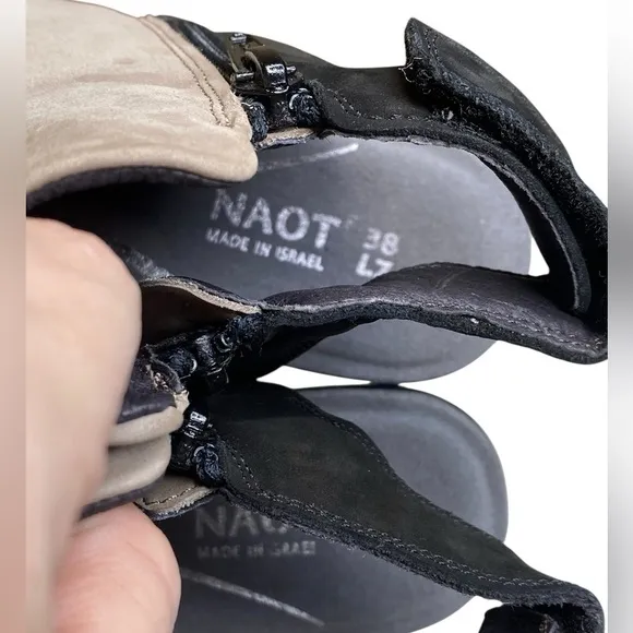 Naot Favorite Women's Heel Stone Black Peep Toe Ankle Booties Women’s Si…