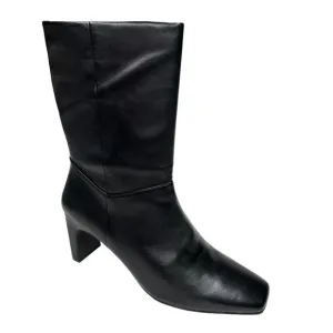 Naturalizer Platt Mid Shaft Heeled Boots Black Leather Size 10M