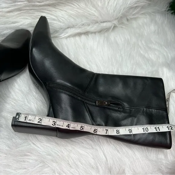 Naturalizer Platt Mid Shaft Heeled Boots Black Leather Size 10M