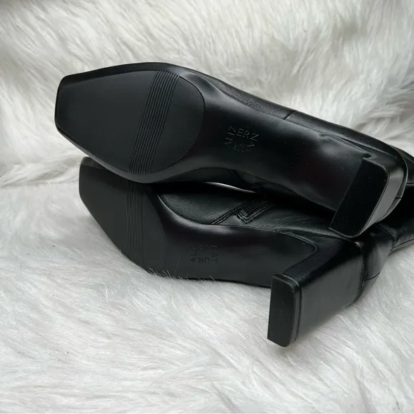 Naturalizer Platt Mid Shaft Heeled Boots Black Leather Size 10M
