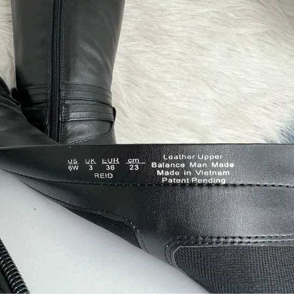 Naturalizer Reid High Shaft Boots Black Leather Size 6W