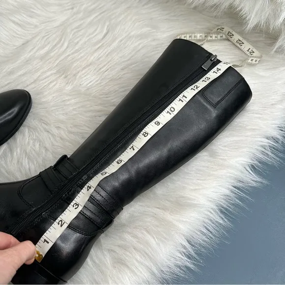 Naturalizer Reid High Shaft Boots Black Leather Size 6W