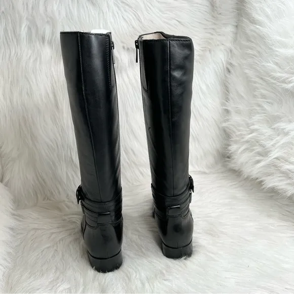 Naturalizer Reid High Shaft Boots Black Leather Size 6W