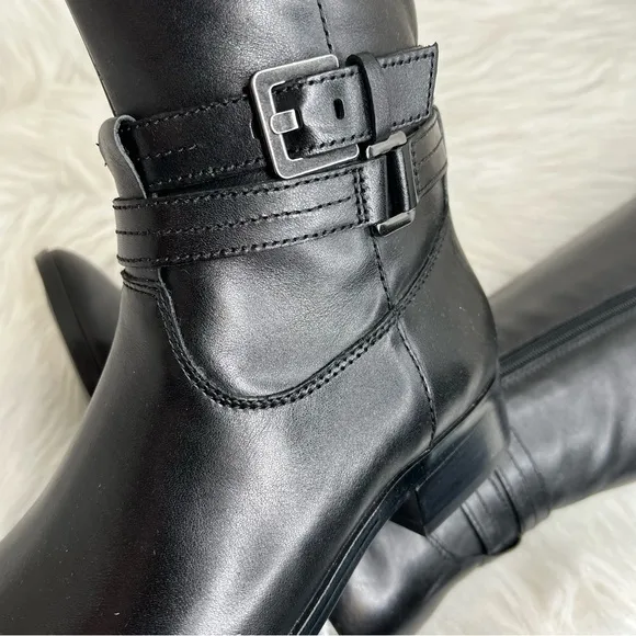 Naturalizer Reid High Shaft Boots Black Leather Size 6W