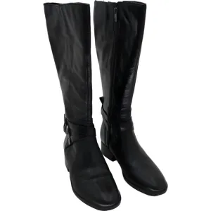Naturalizer Rena 2 Black Leather Knee High Boots Extra Wide Calf Size 9W