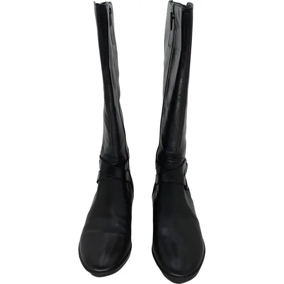 Naturalizer Rena 2 Black Leather Knee High Boots Extra Wide Calf Size 9W