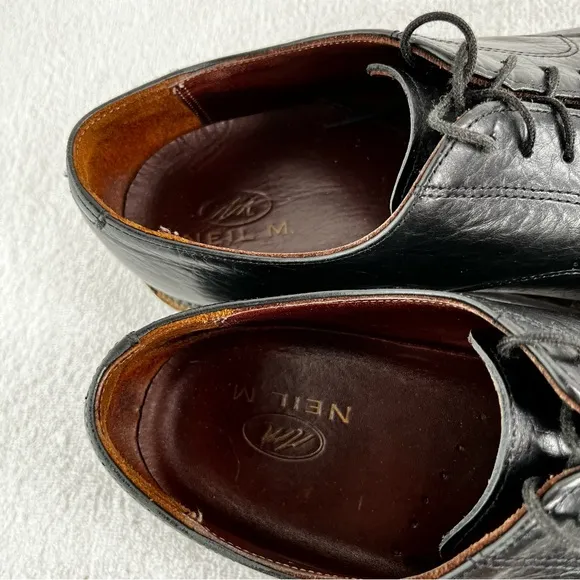 Neil M Shoes Mens 11 Wayne Pebbled Leather Black Leather Oxford Lace Dress Shoes