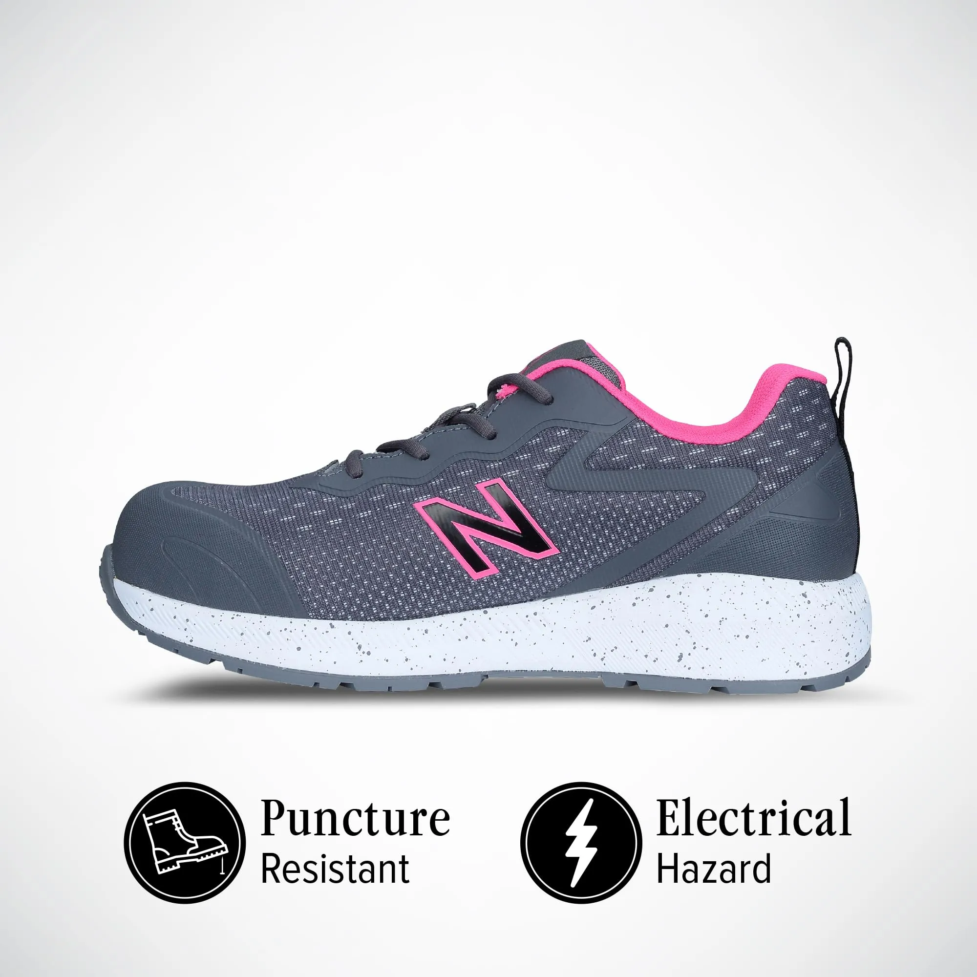 New Balance Logic Composite Toe Women's Industrial Work Shoes, Grey/Pink, Size 12, Wide, Comfortable & Lightweight Work Shoes for Women, Electric Hazard, Puncture & Slip Resistant