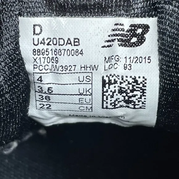 New Balance Mens Black 420 Lace Up Athletic Running Shoes Size 4