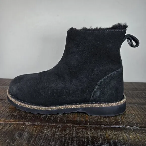 NEW Birkenstock Melrose Womens Size 5 Regular Shearling Suede Zip Boots Black