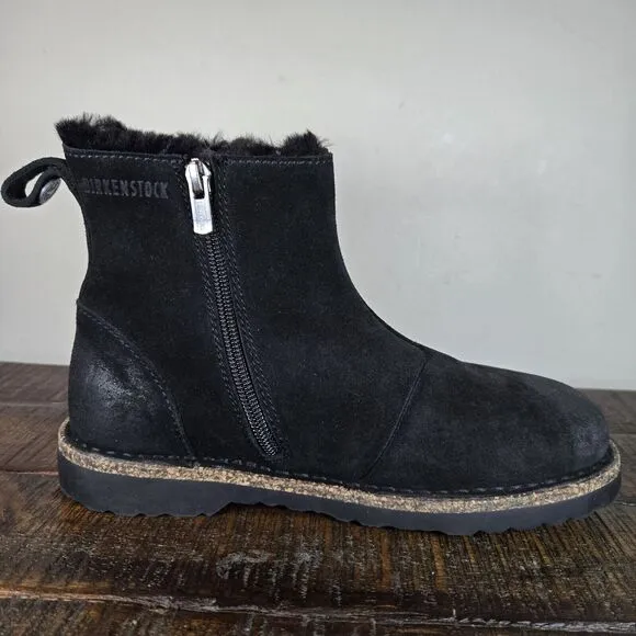 NEW Birkenstock Melrose Womens Size 5 Regular Shearling Suede Zip Boots Black