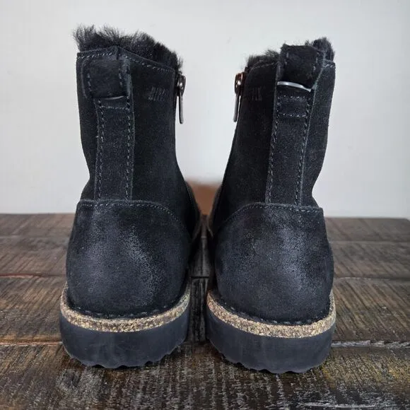 NEW Birkenstock Melrose Womens Size 5 Regular Shearling Suede Zip Boots Black