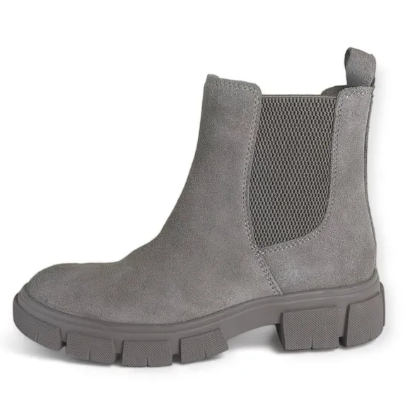 NEW Blondo Combat Boots Slip On Waterproof size 6 M Tan Suede Rubber Sole Zip