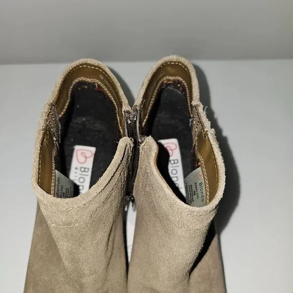 NEW Blondo Villa Waterproof Ankle Bootie Dark Taupe Suede Leather Shoe Size 8