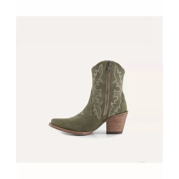 NEW BUCK &amp; BRANA women's brooke leather cowgirl boots in olive
