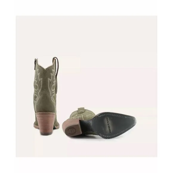 NEW BUCK &amp; BRANA women's brooke leather cowgirl boots in olive