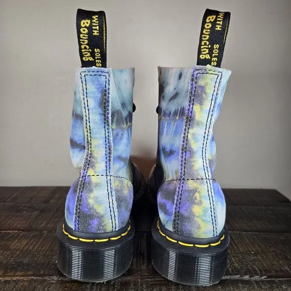 NEW Dr. Doc Martens 1460 Pascal Womens Size 6 Lace Up Boots Blue Tie Dye Suede