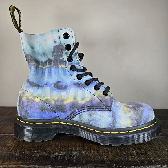 NEW Dr. Doc Martens 1460 Pascal Womens Size 6 Lace Up Boots Blue Tie Dye Suede