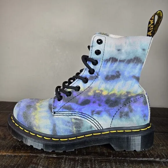 NEW Dr. Doc Martens 1460 Pascal Womens Size 6 Lace Up Boots Blue Tie Dye Suede