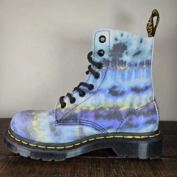 NEW Dr. Doc Martens 1460 Pascal Womens Size 6 Lace Up Boots Blue Tie Dye Suede