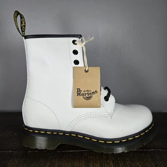 NEW Dr. Doc Martens 1460 W Womens Size 6 Lace Up Combat Boots White Leather