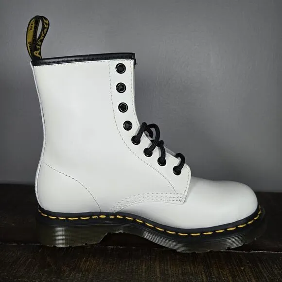 NEW Dr. Doc Martens 1460 W Womens Size 6 Lace Up Combat Boots White Leather