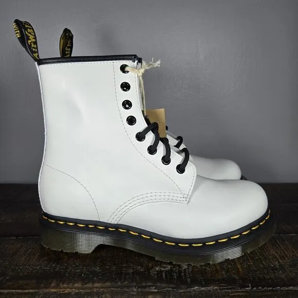 NEW Dr. Doc Martens 1460 W Womens Size 6 Lace Up Combat Boots White Leather