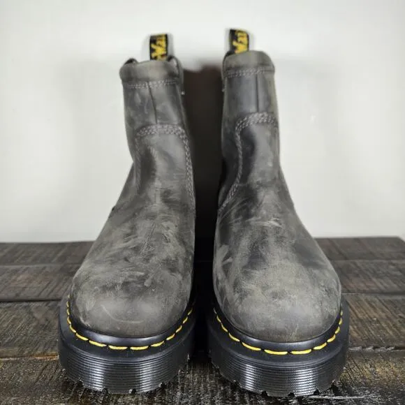 NEW Dr Doc Martens Anistone Lo Womens Size 10 Harness Leather Boots Gray Leather