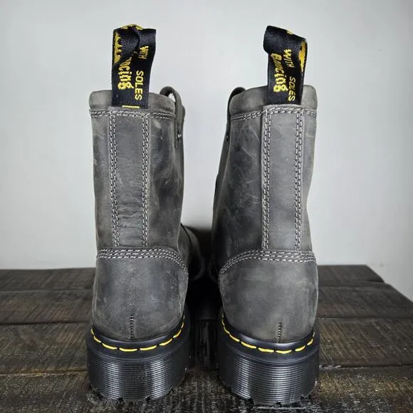 NEW Dr Doc Martens Anistone Lo Womens Size 10 Harness Leather Boots Gray Leather
