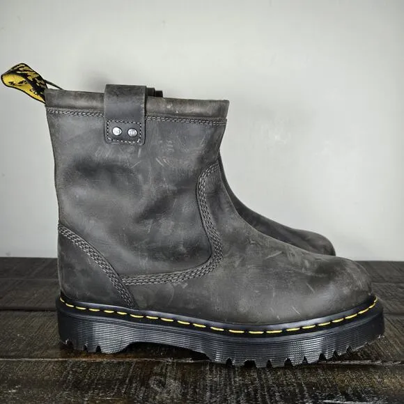 NEW Dr Doc Martens Anistone Lo Womens Size 10 Harness Leather Boots Gray Leather