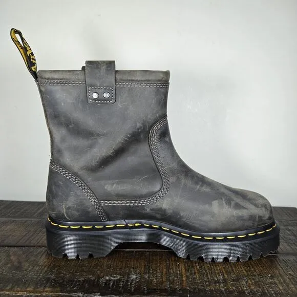 NEW Dr Doc Martens Anistone Lo Womens Size 10 Harness Leather Boots Gray Leather